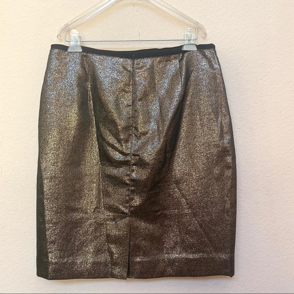 Tory Burch Gold Shimmer Pencil Skirt Sz 12 - Picture 8 of 10